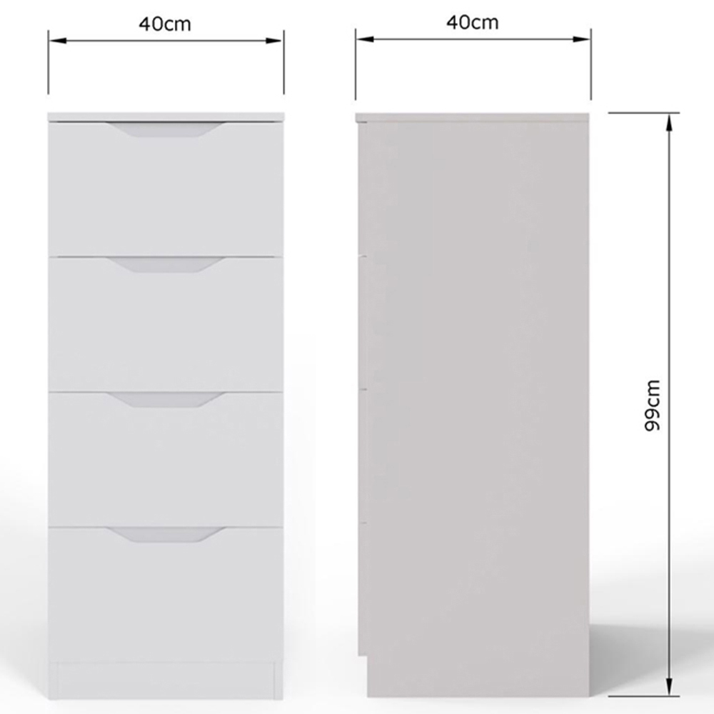 FWStyle Luno 4 Drawer White Modern Chest of Drawers Image 7