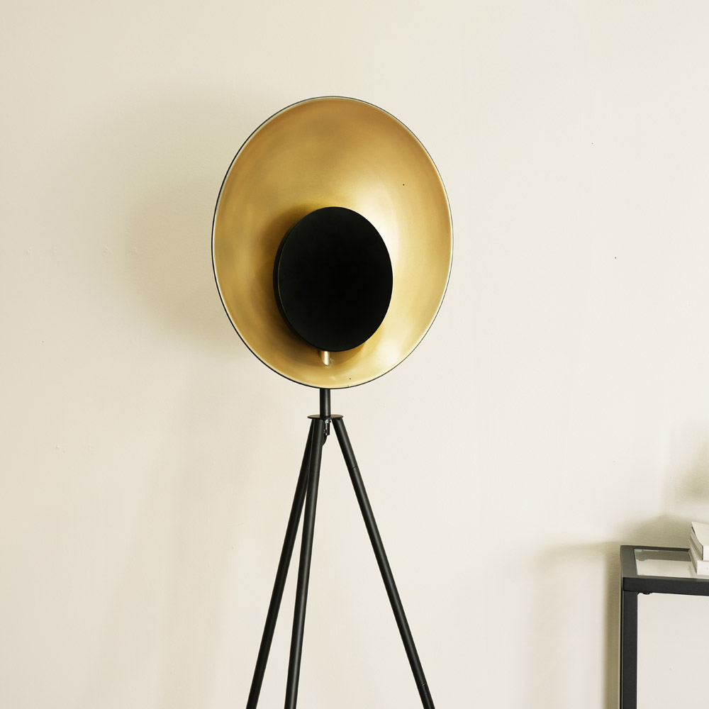 ValueLights Saffy Matte Black and Gold Shade LED Floor Lamp Image 3