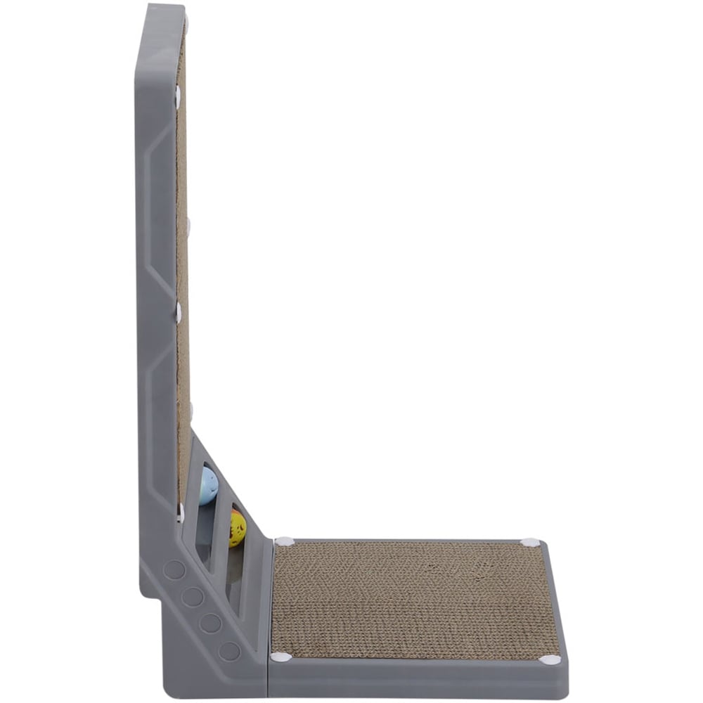 H&O Direct L Shaped Corrugated Paper Cat Scratcher with Track Balls Image 3