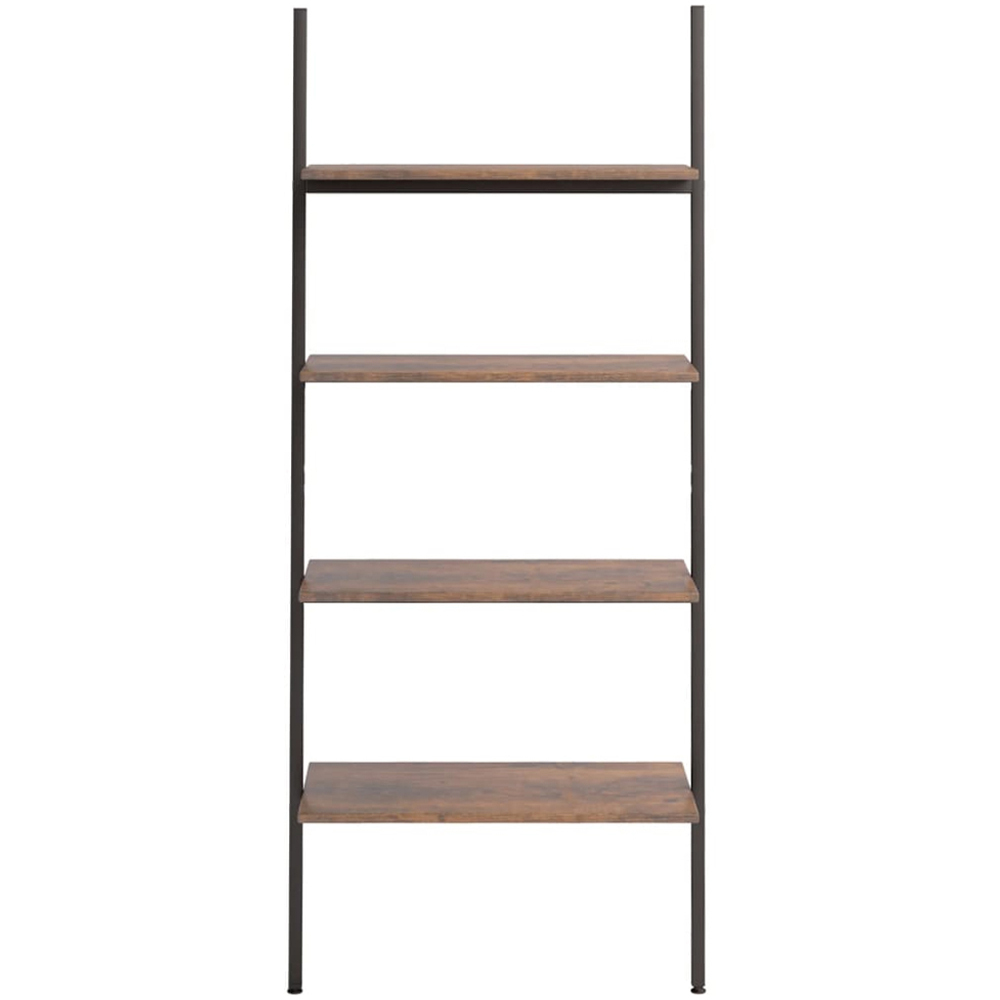 vidaXL 4-Tier Dark Brown and Black Tall Leaning Shelf Image 2
