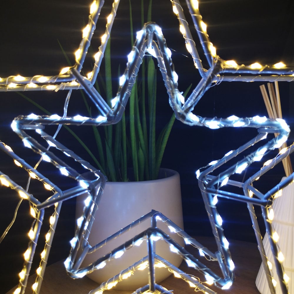 Samuel Alexander Warm White LED Dewdrop Double Star Christmas Decoration 38cm Image 2