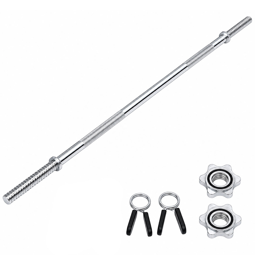 Traderight Centra 5ft Silver Olympic Barbell Bar with Spring Clips Image 1