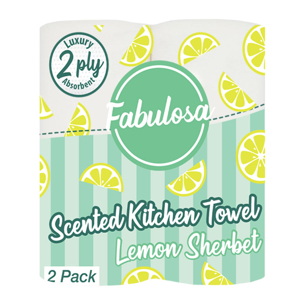 Fabulosa Lemon Sherbet Kitchen Towel Rolls Case of 6 x 2 Rolls Image 2