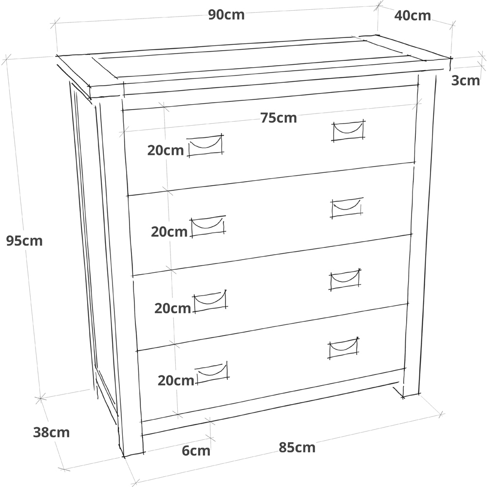 Lovere 4 Drawer Off White Chest of Drawers with Brass Drop Handles Image 9