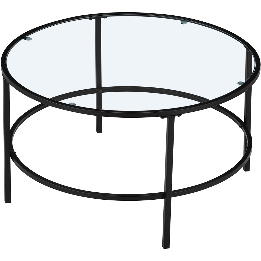 Comfy Living Black Round Tempered Glass Coffee Table Image 3