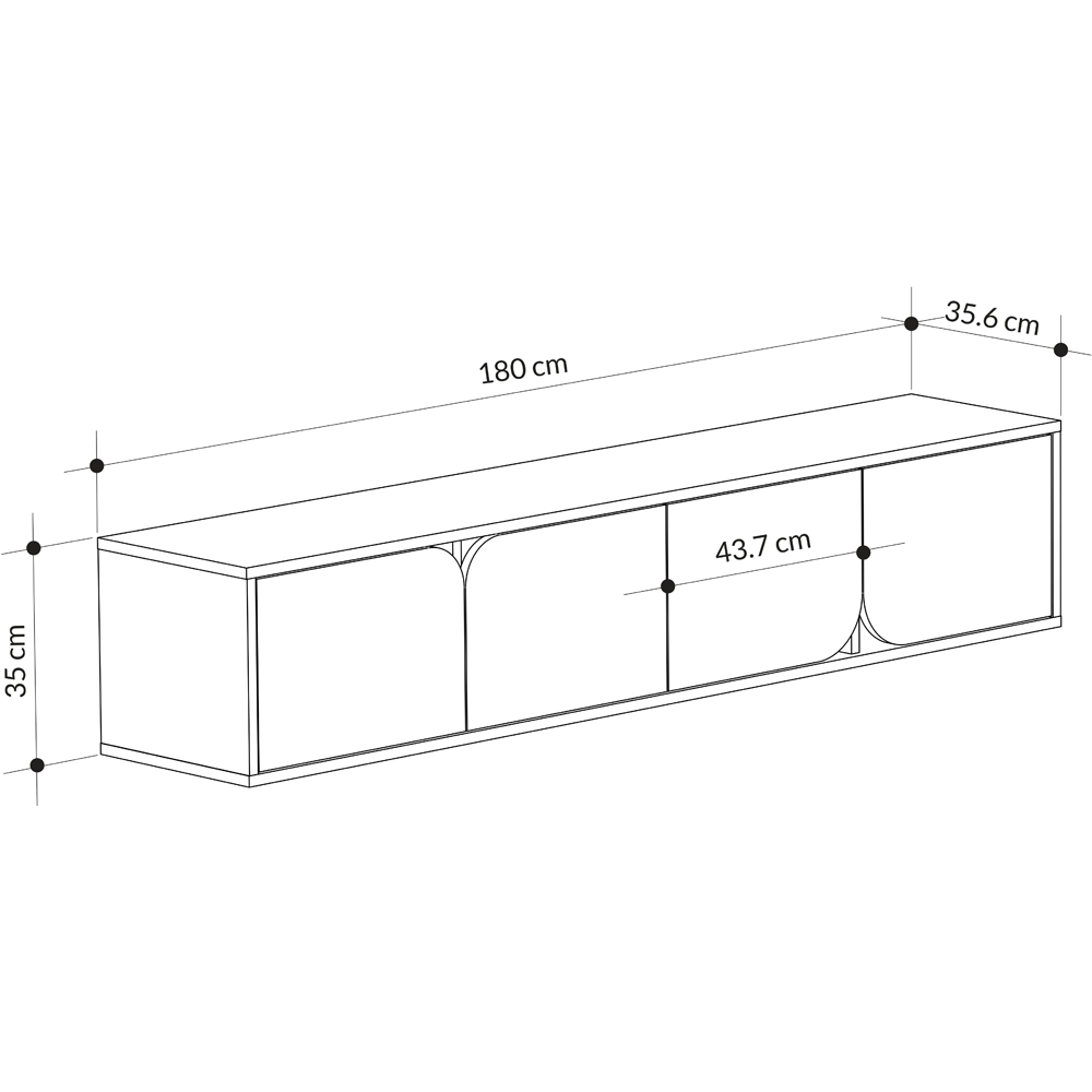 Decortie Spark 4 Door Oak White Modern TV Unit Image 7