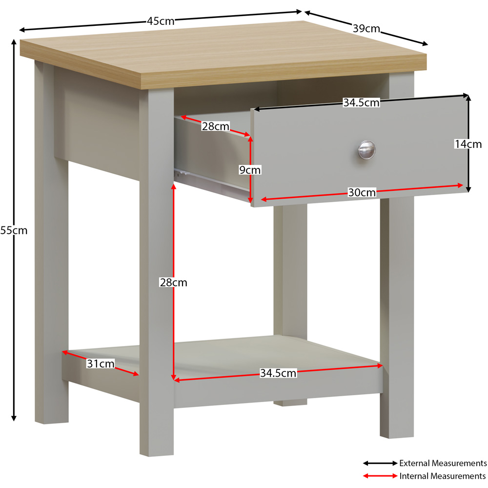 Vida Designs Arlington Single Drawer Grey Bedside Table Image 7