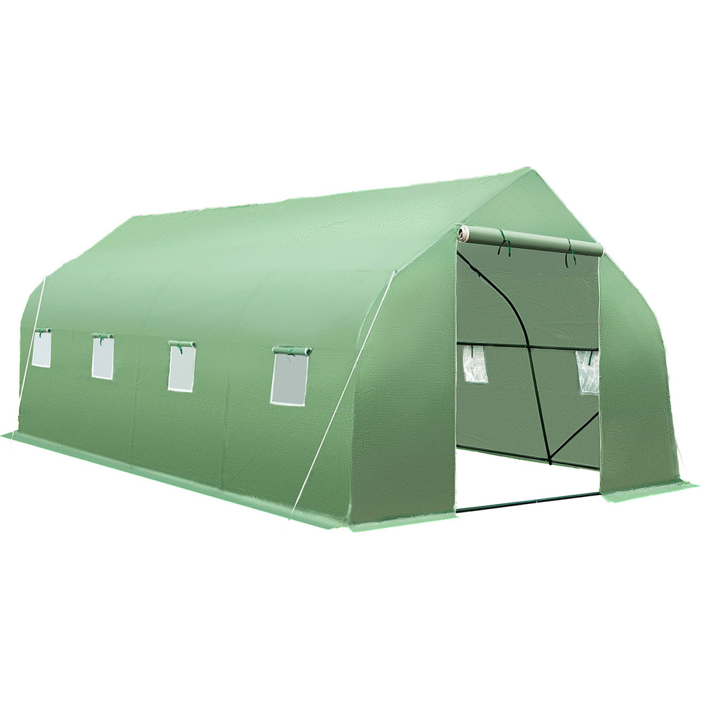 tectake 9.8 x 19.6ft Polytunnel Greenhouse with Windows Image 1