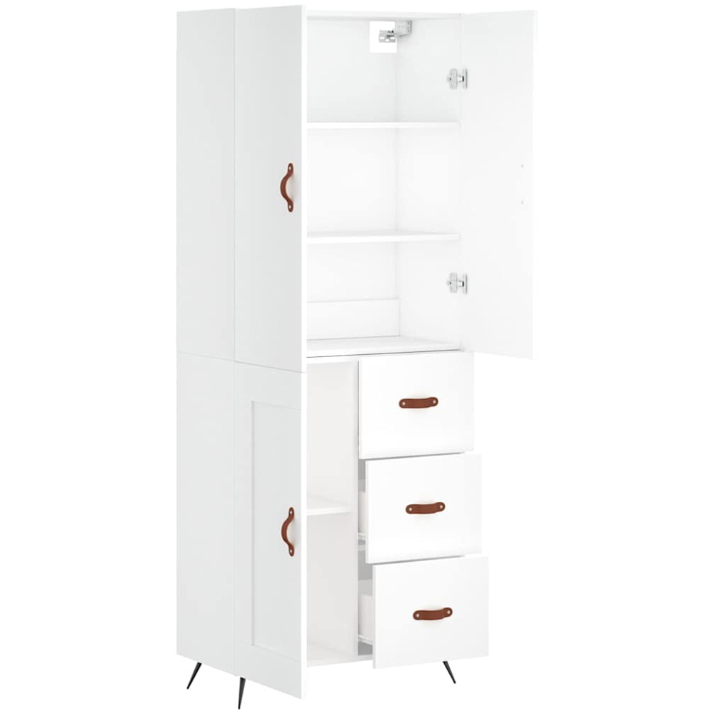 vidaXL 3 Door 3 Drawer White Tall Highboard with Metal Legs Image 4