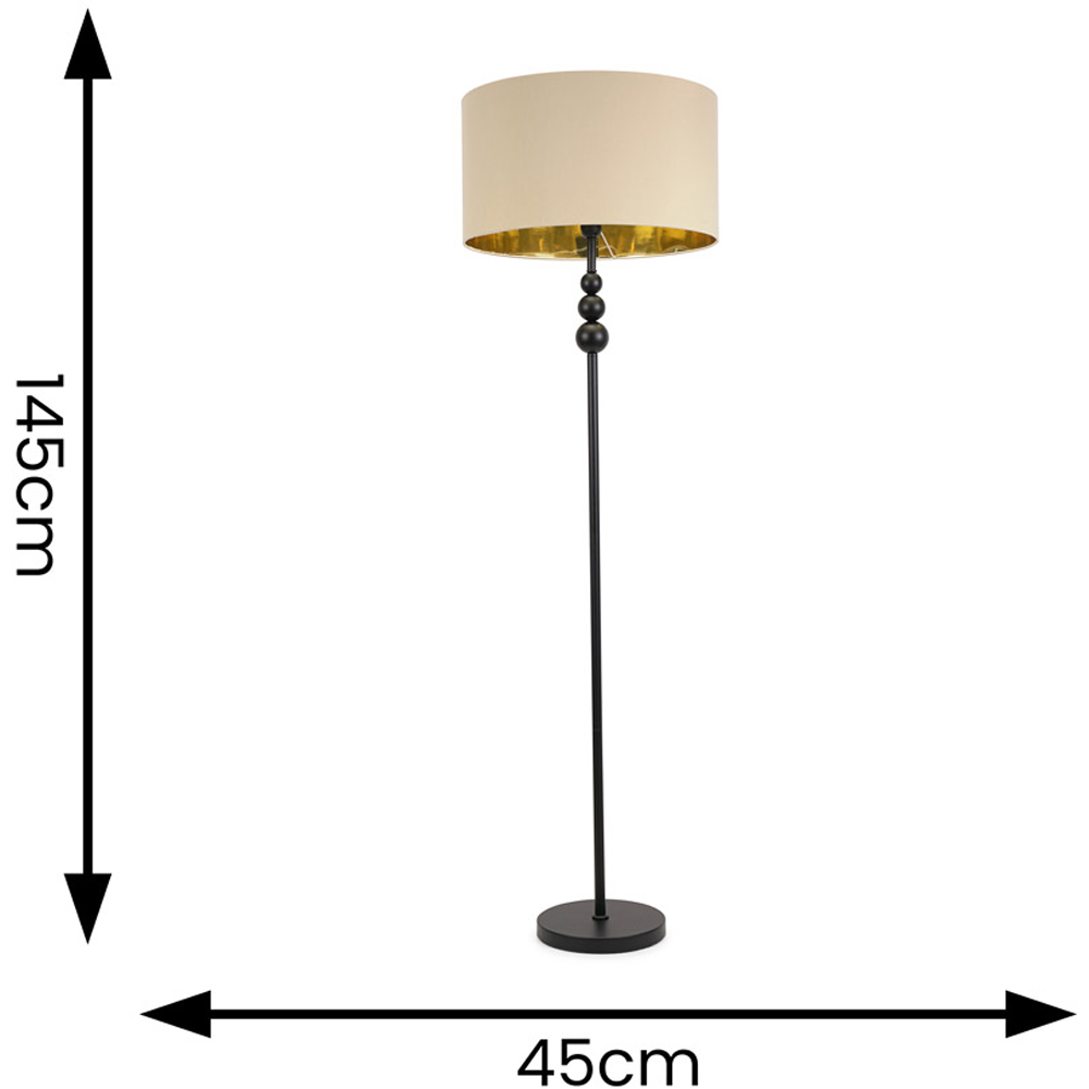 ValueLights Marissa Beige and Gold Shade Black Ball LED Floor Lamp Image 5
