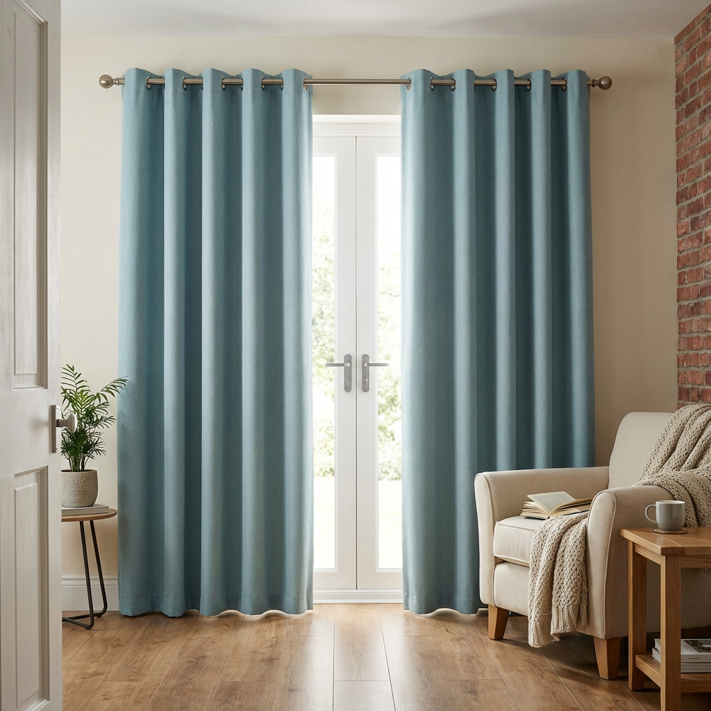 Taylor Blackout Eyelet Curtains - Duck Egg / 229cm Image 4