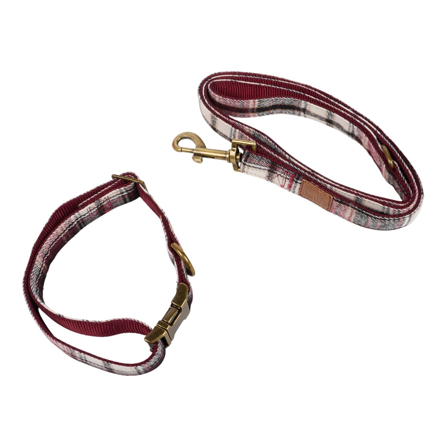 The Country Collection Dog Collar and Lead Set Maroon Image 1