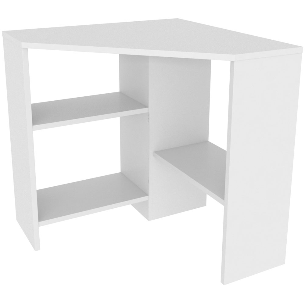 Decorotika Alison 3 Shelf Corner Computer Desk White Image 2