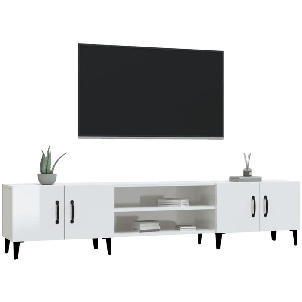 vidaXL 4 Door 2 Shelf High Gloss White TV Cabinet Image 4