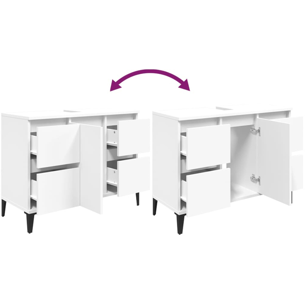 vidaXL Single Door 4 Drawer White Sink Cabinet Image 6