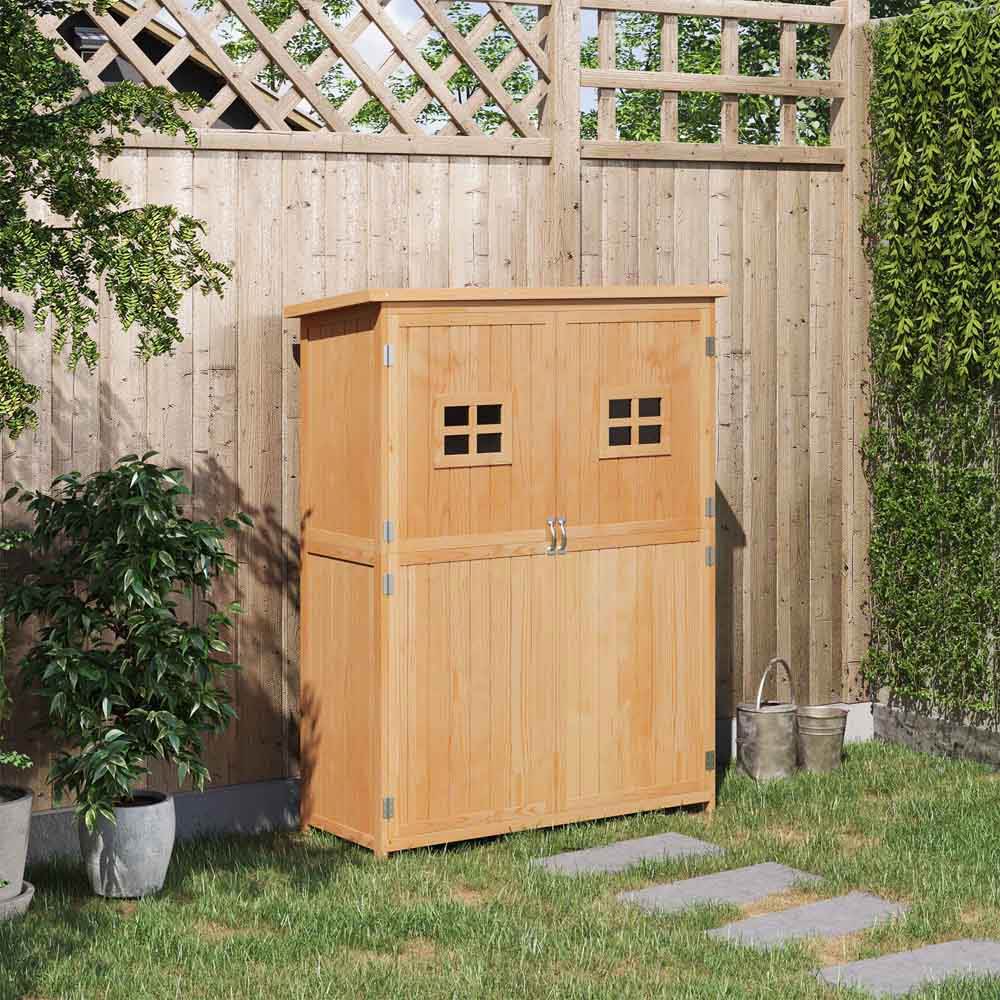 Outsunny 4.8 x 1.6ft Natural Double Door Tool Shed Image 7