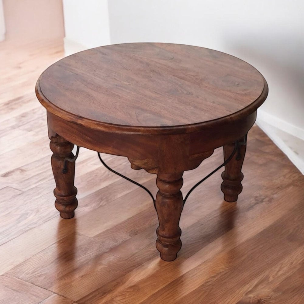 Acacia Home Brown Wooden Round Table Image 3