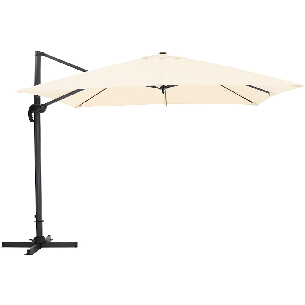 Living and Home Beige Square Rotatable Crank Cantilever Parasol with Square HDPE Base 3m Image 1