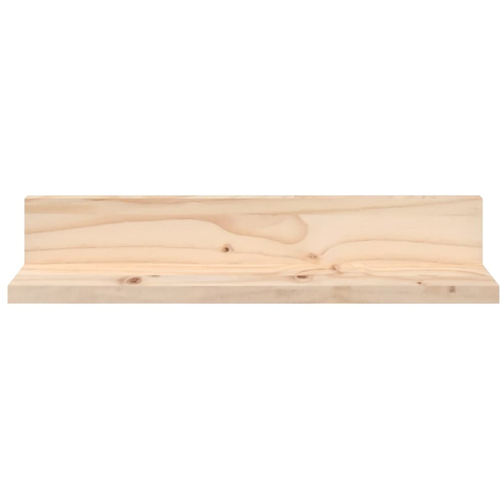 vidaXL 50cm Set of 2 Natural Solid Pine Wood Floating Wall Shelf Image 2