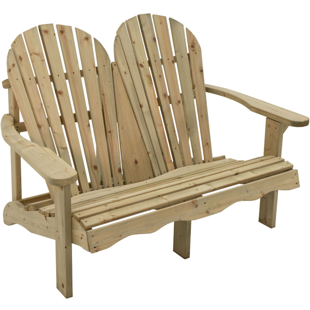 Outdoor Living 2 Seater Wooden Adirondack Relax Garden Bench Image 2