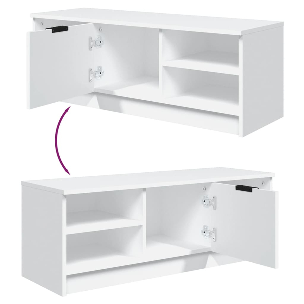 vidaXL Single Door 4 Shelf White TV Cabinet Image 8