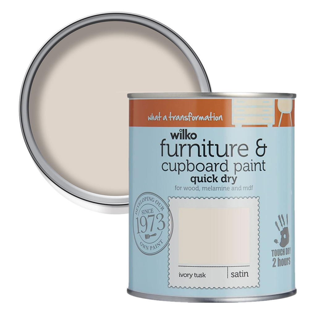Wilko Quick Dry Ivory Cupboard Paint 750ml Image 1