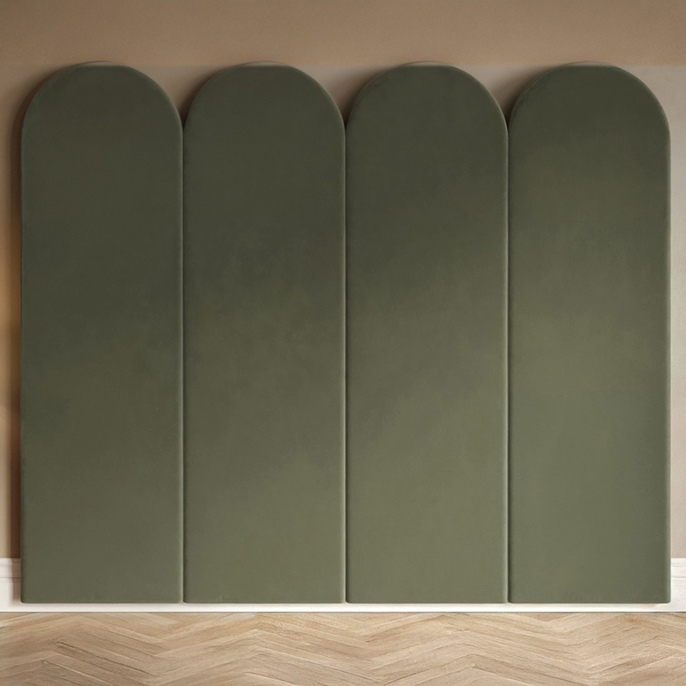 Solace+Co Cirrus Khaki Green Velvet Headboard Panel 4 Pack Image 1
