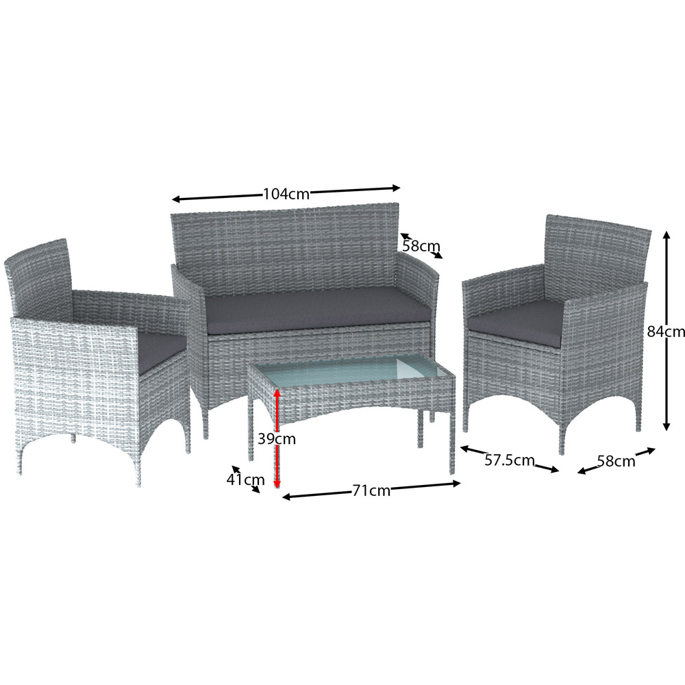 Garden Vida Kendal 4 Seater Grey Rattan Lounge Set Image 7