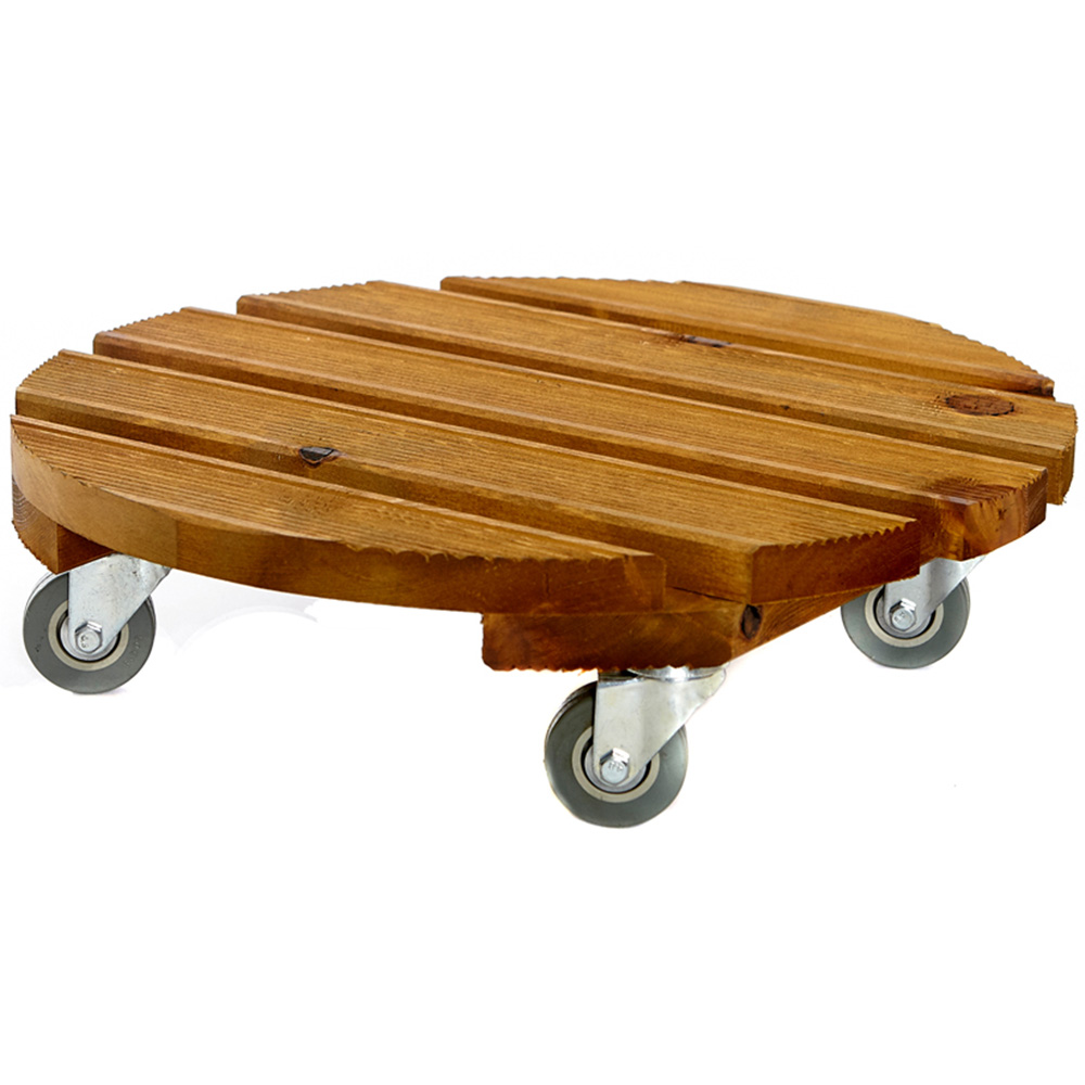 Tom Chambers Handcrafted Heavy Duty Round Traditional Wood Garden Trolley 40cm Image 1