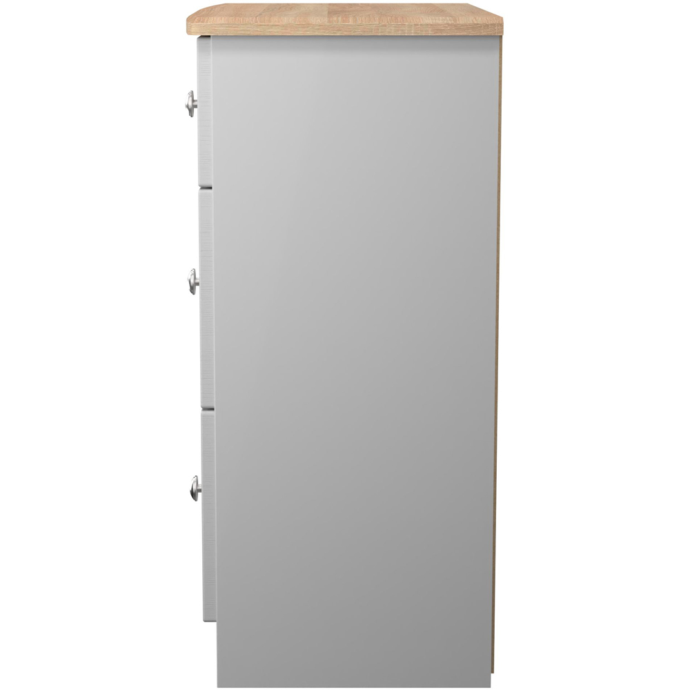Crowndale Sussex 3 Drawer Grey Ash and Bardolino Oak Deep Chest of Drawers Ready Assembled Image 4