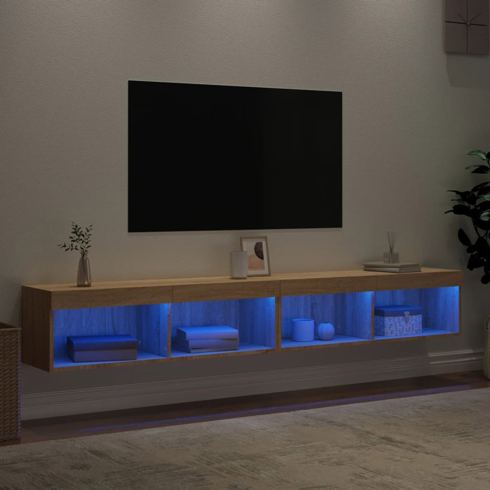 vidaXL Sonoma Oak Wall Mounted TV Cabinet Set of 2 Image 4
