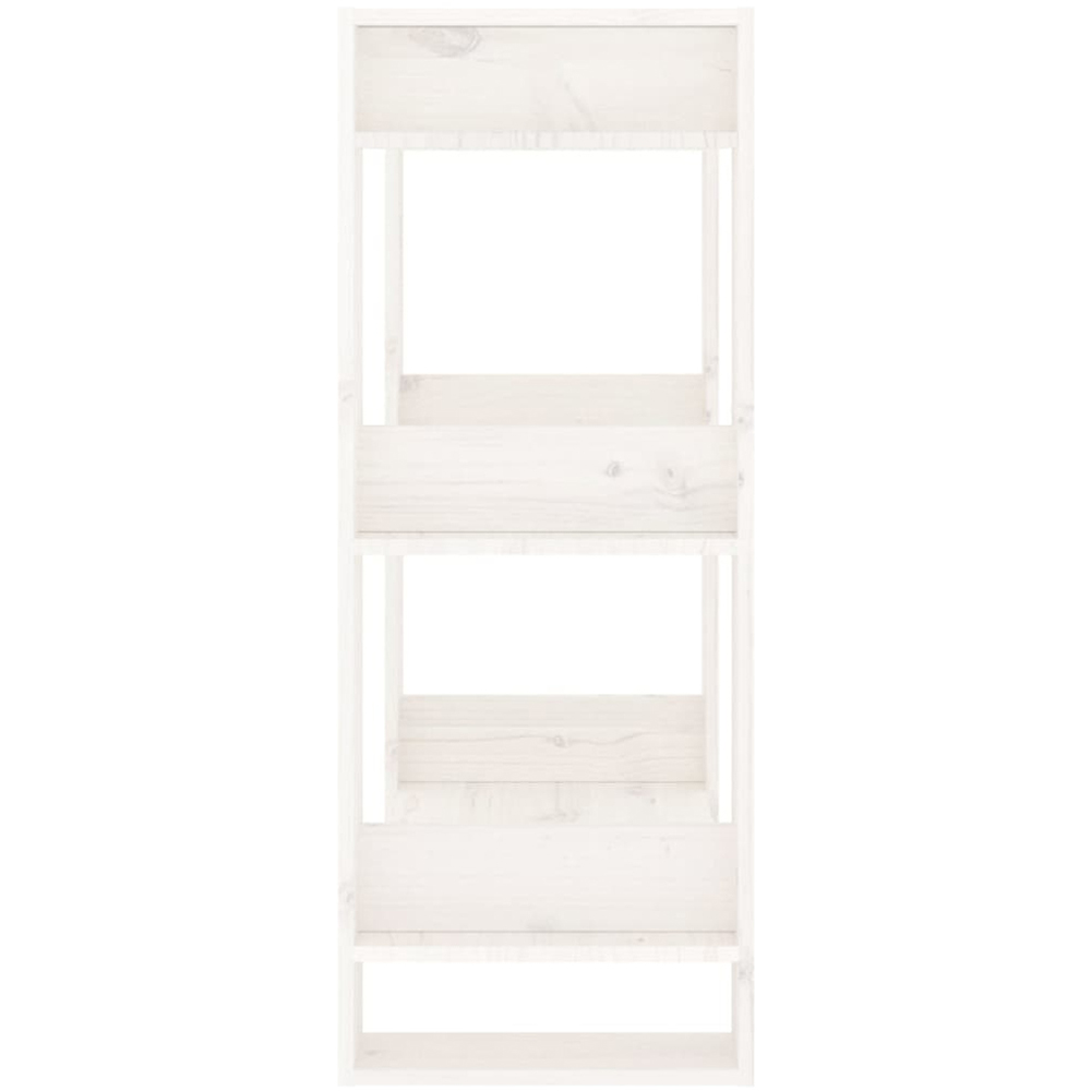 vidaXL 3 Shelf White Solid Pine Wood Bookcase Image 4