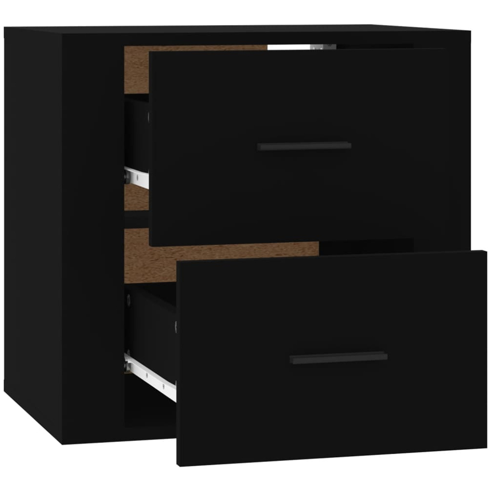 vidaXL 2 Drawer Black Wall Mounted Bedside Table Image 5