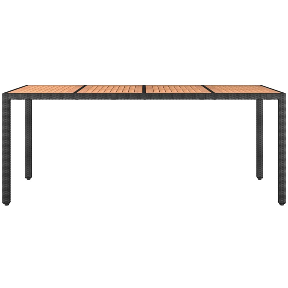 vidaXL 6 Seater Black Polyrattan and Solid Wood Acacia Tabletop Garden Table Image 3