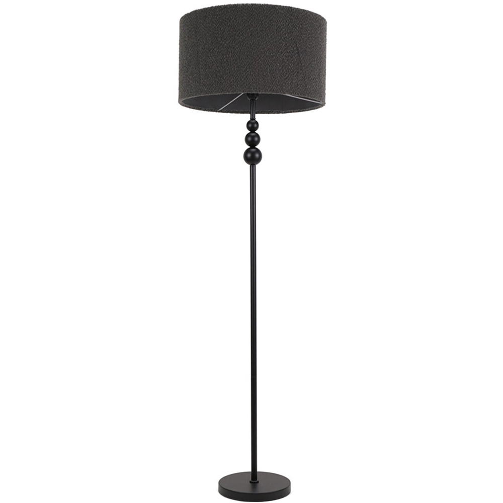 ValueLights Marissa Charcoal Boucle Shade Black Ball LED Floor Lamp Image 1