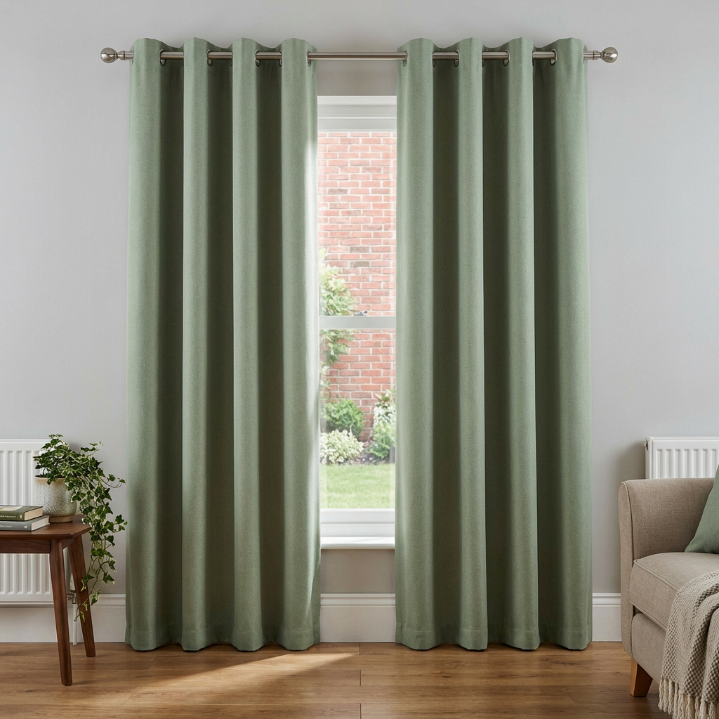 Taylor Blackout Eyelet Curtains Green 229cm Image 4
