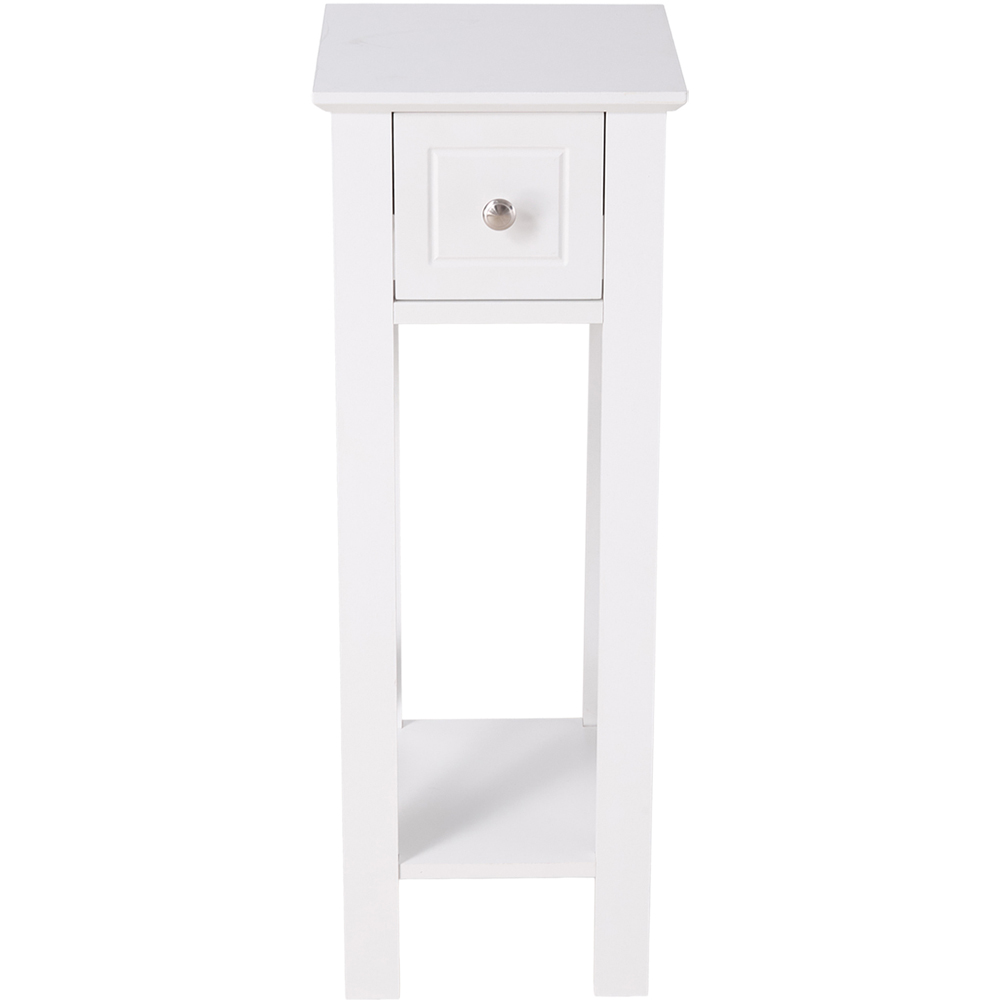 Living and Home Single Drawer Single Shelf White Bedside Table Image 4