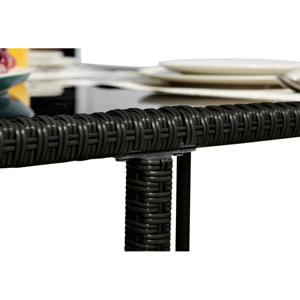 Furniturebox Paros Rattan 4 Seater Dining Set Black Image 5