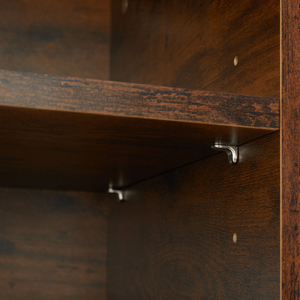 tectake Runcorn Single Door 3 Shelf Dark Rustic Wooden Sideboard Image 8