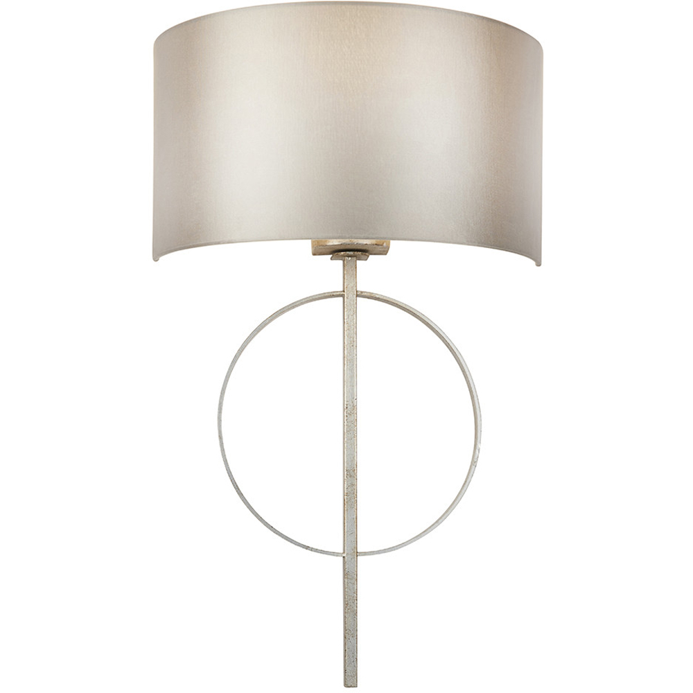 Merano Trento Antique Silver and Mink Satin Fabric Wall Lamp Image 1