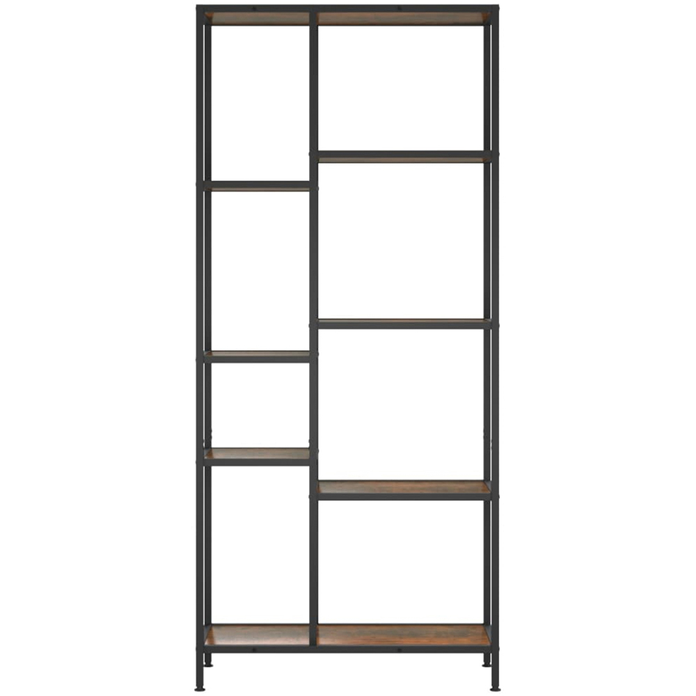 vidaXL 7 Shelf Dark Brown and Black Book Shelf Image 3