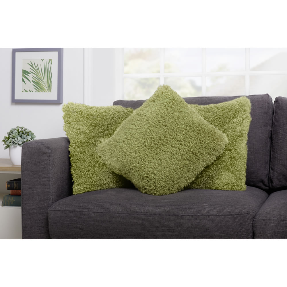 Wilko Green Faux Mongolian Cushion 43 x 43cm Image 4