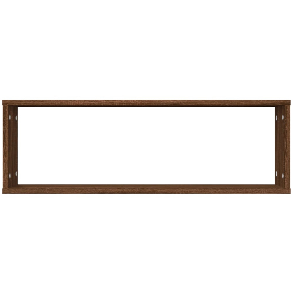 vidaXL 80cm Set of 4 Brown Oak Effect Cube Wall Floating Shelf Image 3