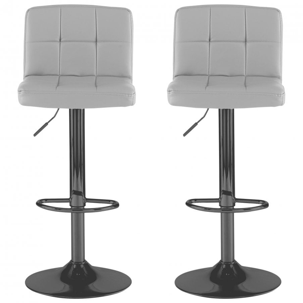 Neo Grey and Black Faux Leather Swivel Bar Stool Set of 2 Image 3