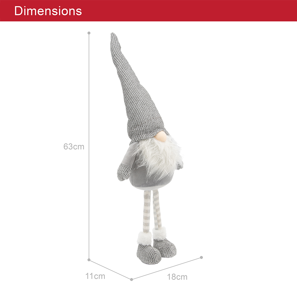 The Christmas Workshop Grey Standing Gonk Decoration 63cm Image 7