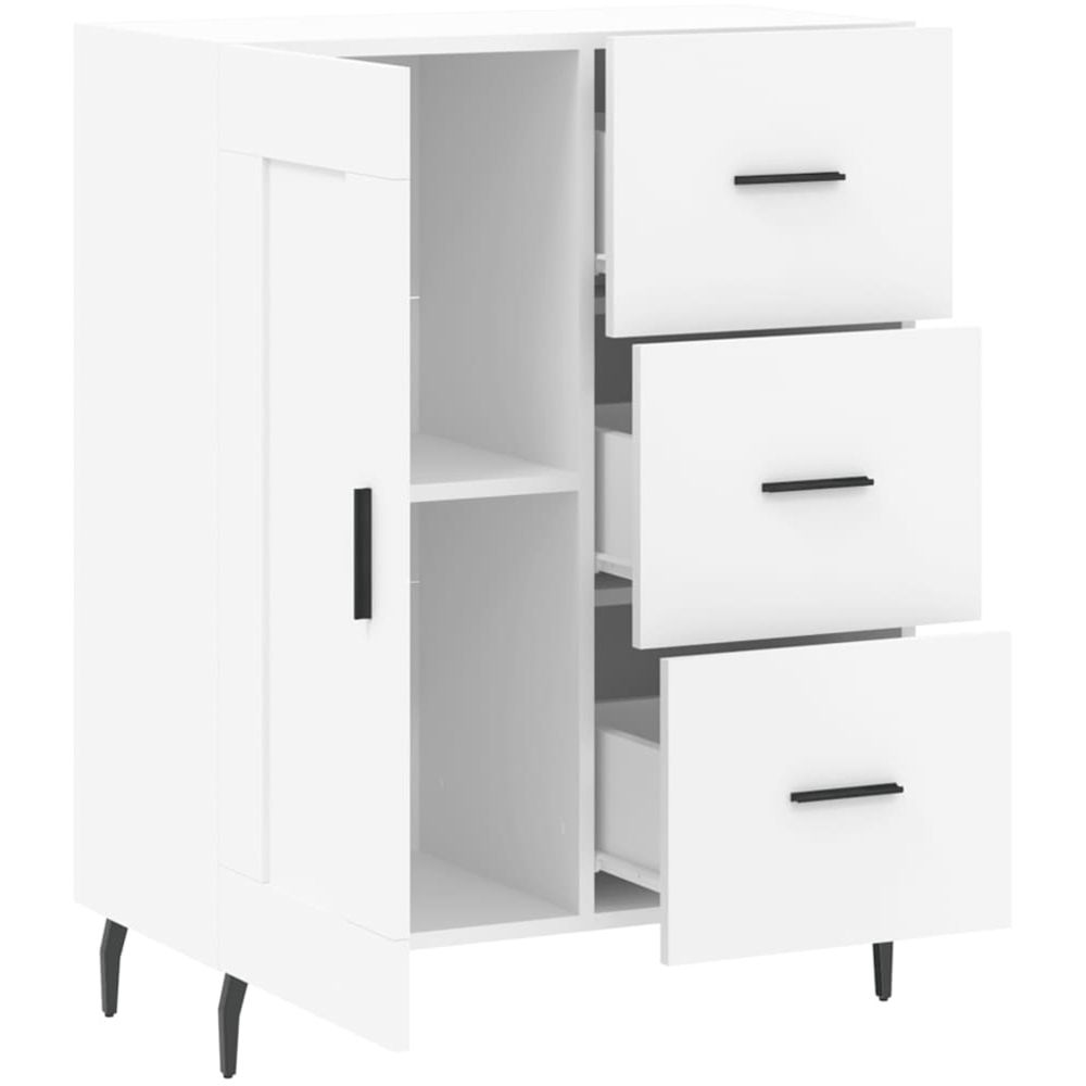 vidaXL Single Door 3 Drawer White Sideboard Image 6