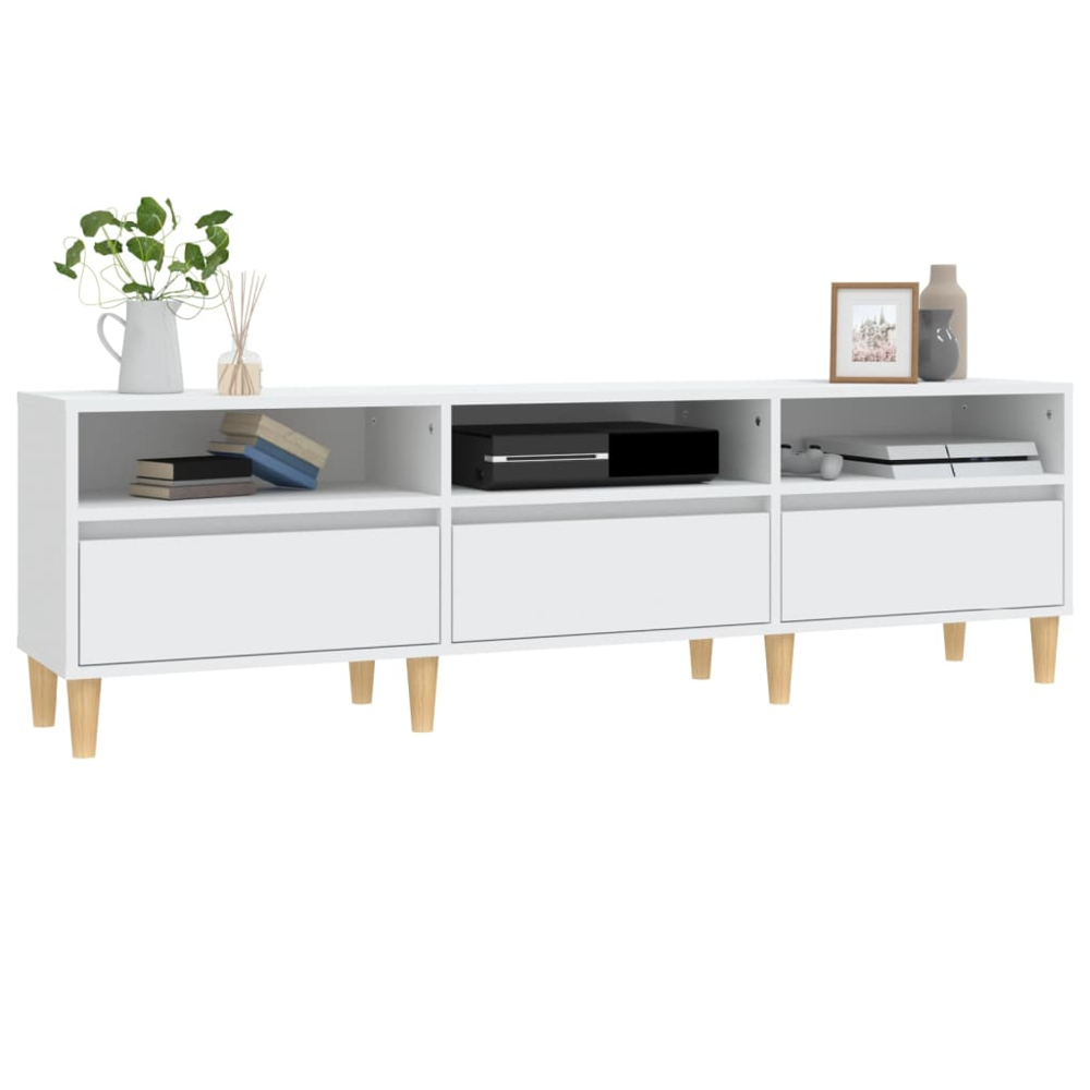 vidaXL 3 Door 3 Shelf White TV Cabinet Image 4