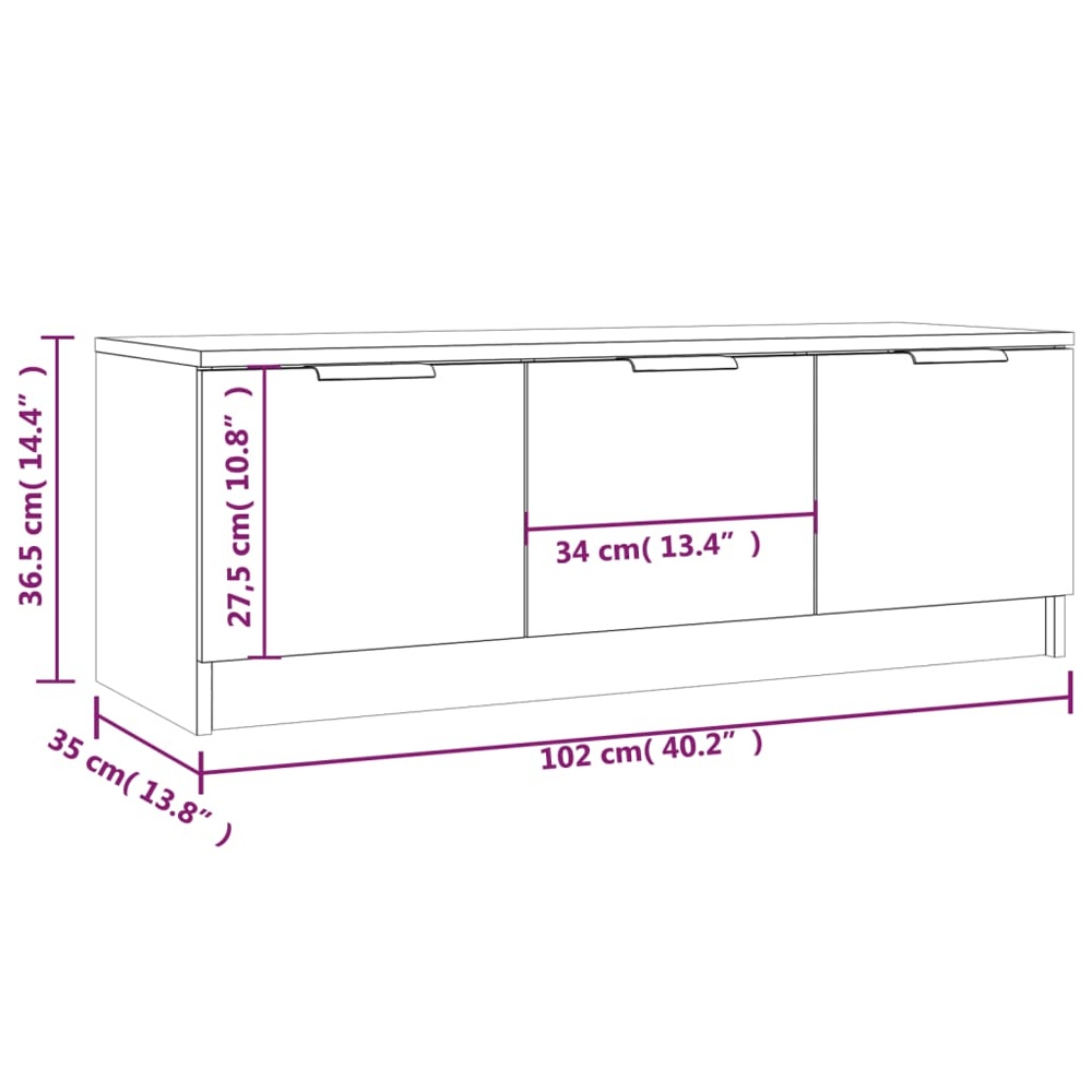 vidaXL 3 Door Concrete Grey TV Cabinet Image 9