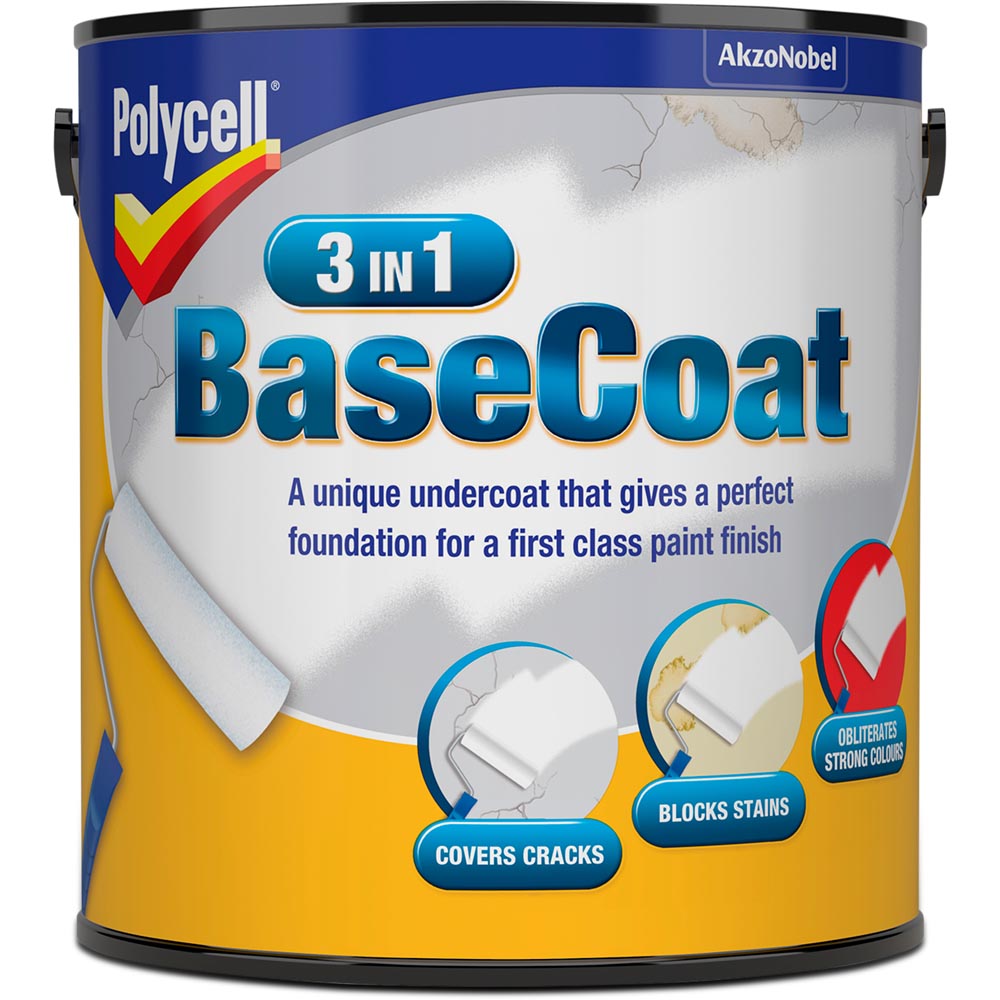 Polycell White 3 in 1 Matt Basecoat 2.5L Image 1