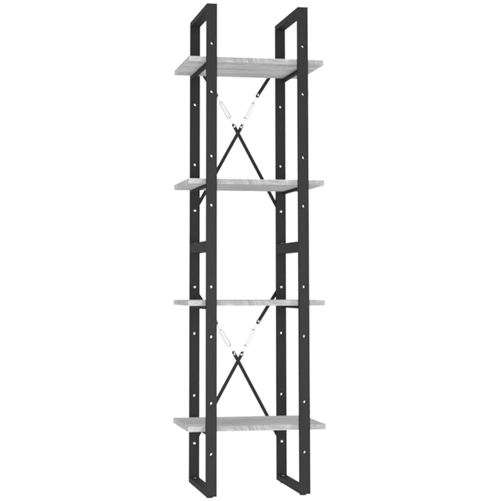 vidaXL 4 Shelf Grey Sonoma Industrial Style Bookcase Image 2